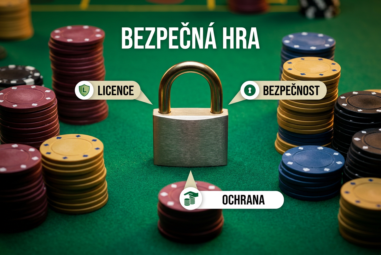 Infografika bezpečnosti a licencí v kasinu